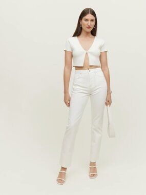 Reformation Cynthia High Rise Straight Jeans Porcelain White